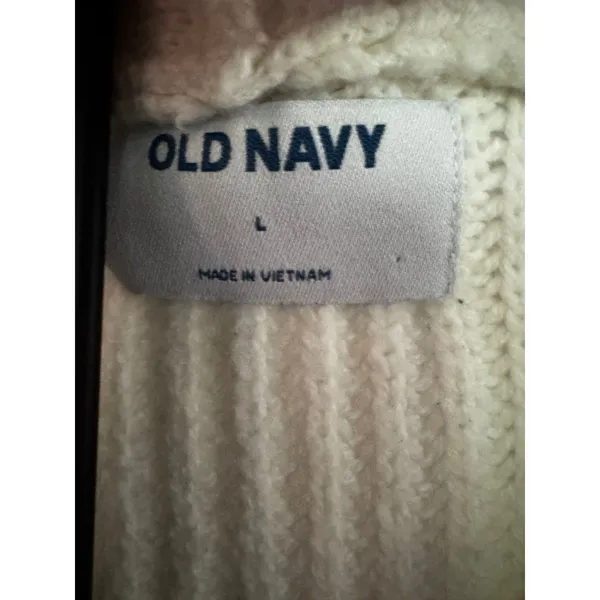 Old Navy Womens Cream Shaker-Stitch‎ Button-Front Cardigan Sweater Large White - Image 2