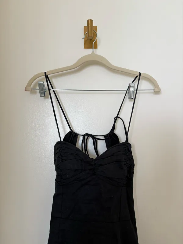 ZARA Black Cotton Midi Dress with Leg Slit - Image 2