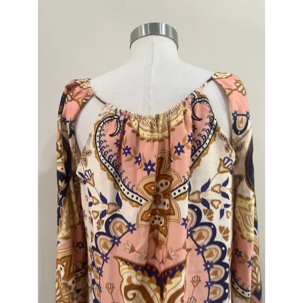 Farm‎ Rio Paisley Floral Tie Front Boho Festival Mini Dress Size Large - Image 8