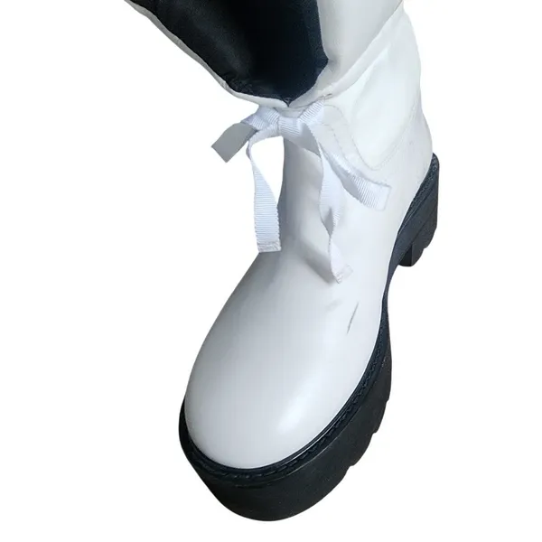Stuart Weitzman‎ White Leather Platform Lug Sole Gorpcore Boot, 6.5 - Image 7