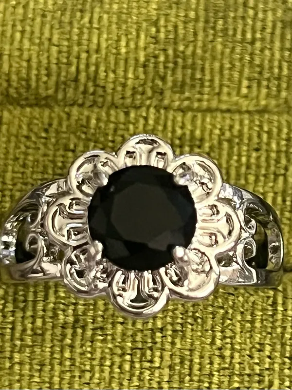 Elegant/Vintage Design Titanium Steel Faux Black Onyx Ring Size 9 NWT - Image 3