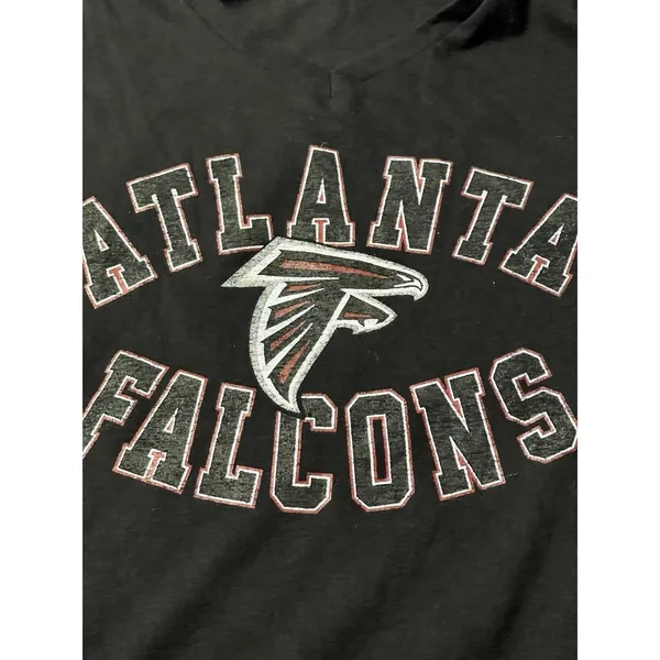 NFL Team Apparel Atlanta Falcons Women's V-Neck T-Shirt Black Size L - Image 6