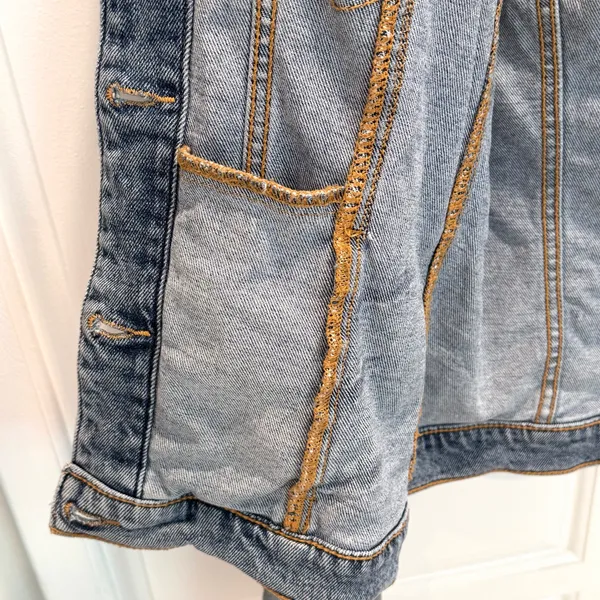 Hollister Womens S Hooded Denim Jacket Button Closure Blue Gray - Image 10