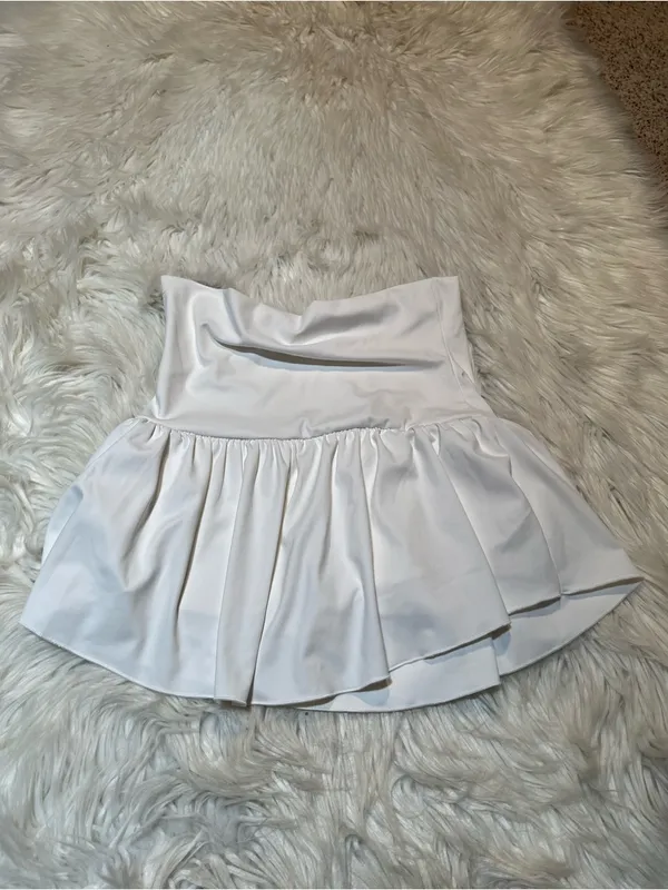 Women's Athletic Skort Skirt Solid White A-Line Pleated Mini Shorts Tennis Golf - Image 5