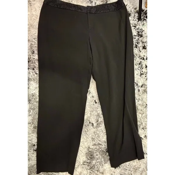 Nine West Womens XL Black Lace Trim Waistband Dress Pants Straight Leg‎ Trousers - Image 5