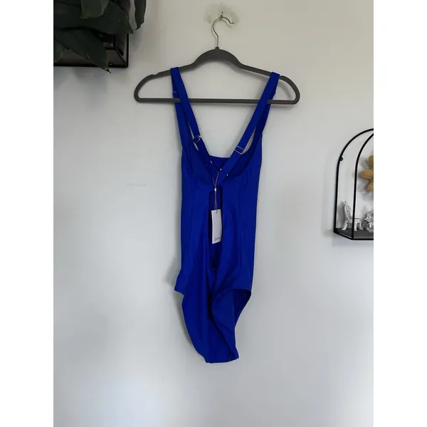 NWT Quince Electric Blue Italian Cross-Back One-Piece Swimsuit Size Large - Image 4