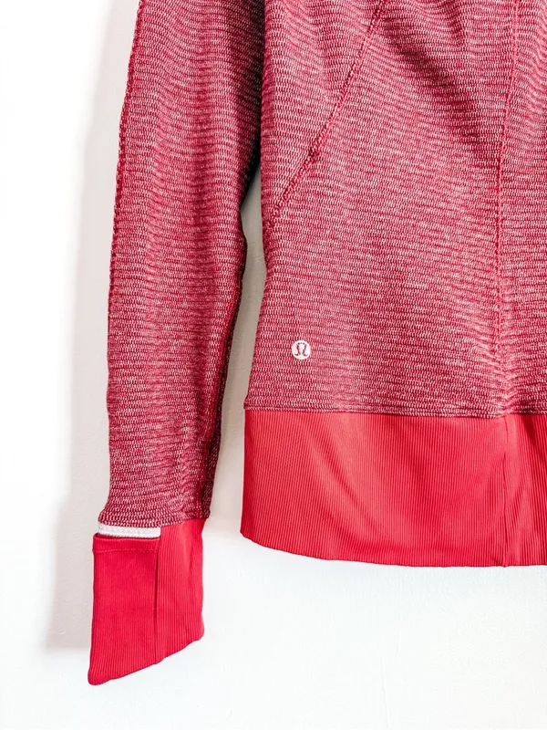 Lululemon Red Half Zip Pullover Thumbholes Athletic Top Size 6 - Image 6