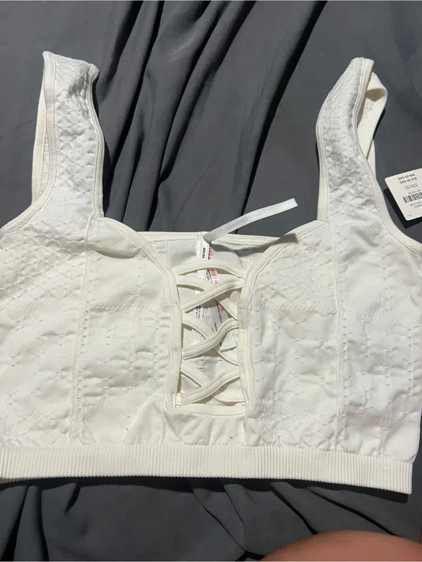 NWT Anthropologie ivory crop top xxs/xs - Image 3