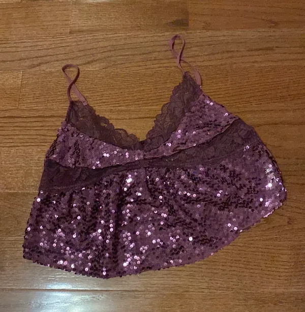 Free People NWT Intimately Right Rhythm Sequin Crop Camisole - Image 3