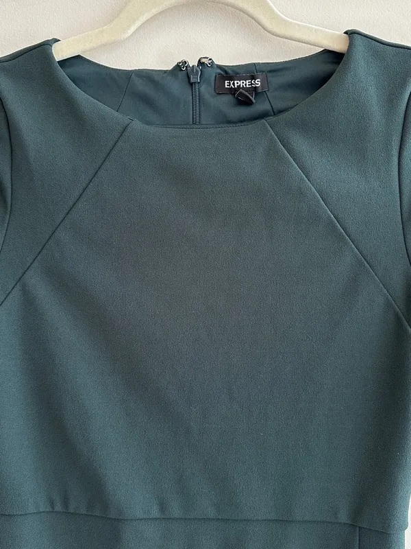 Express Cap Sleeve Fitted Sheath Business Casual Work Dress, Emerald Green, XS - Image 13