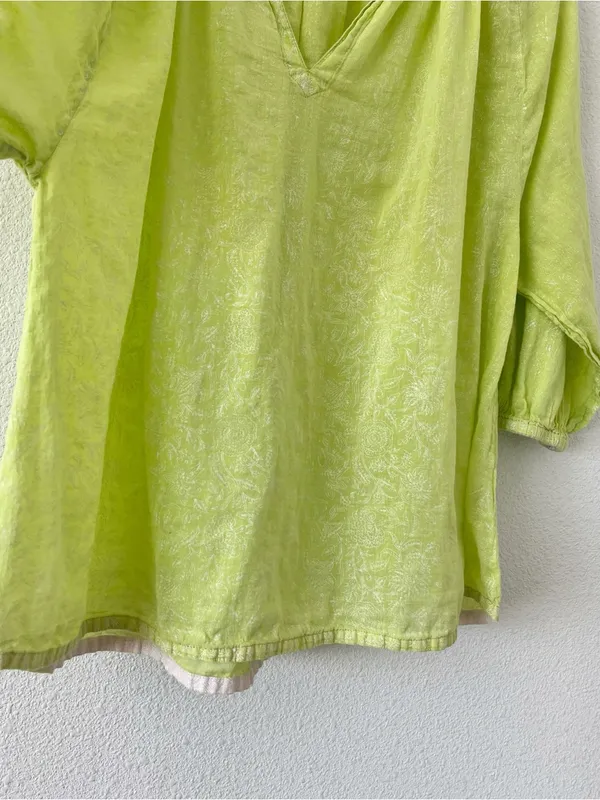 Ro’s Garden Green Floral Peasant Oversized Balloon Sleeve Blouse - Image 5