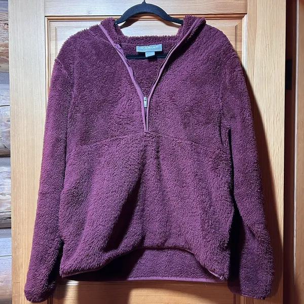 Ariat Womens Maroon Berber Sherpa Hoodie Sweatshirt Jacket Size Medium Cozy Warm - Image 3