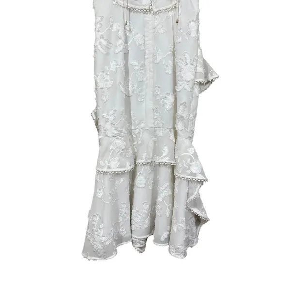KEEPSAKE The Label White Floral Embroidered Ruffle Midi Dress Bridal Romantic - Image 8