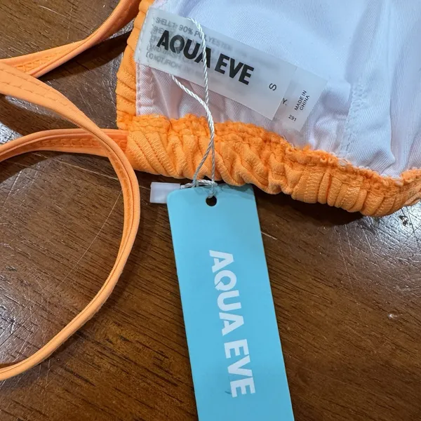 Aqua Eve Bright Orange‎ Triangle Bikini Top Size S New With Tags - Image 2