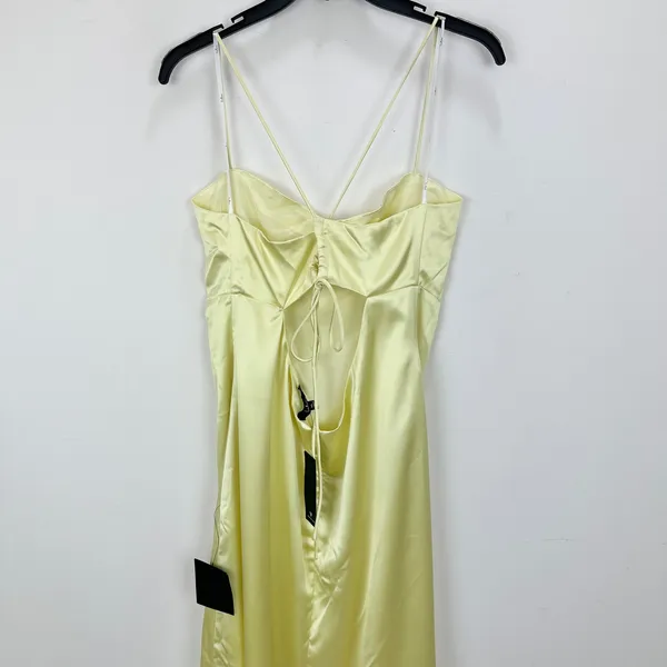 Lulus Stunning Example Light Yellow Satin Backless Maxi Dress Long Formal XL NWT - Image 13