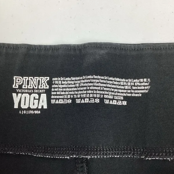 Victoria’s Secret PINK Black Classic Cotton Leggings Dog Logo Size Large - Image 3