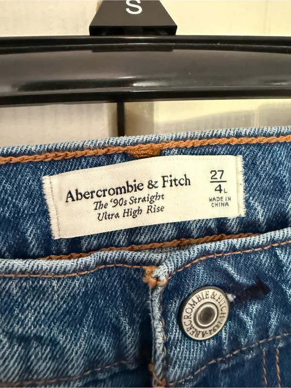 Abercrombie & Fitch Ultra High Rise 90's Straight Jean Blue Jeans 27 4L Long - Image 4