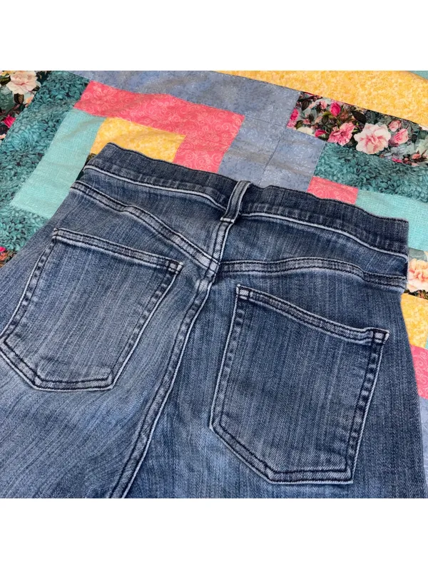 AYR $225 The Bomb Pop Women's W26 Blue Denim Jeans Med Wash Raw Hem Straight Leg - Image 7