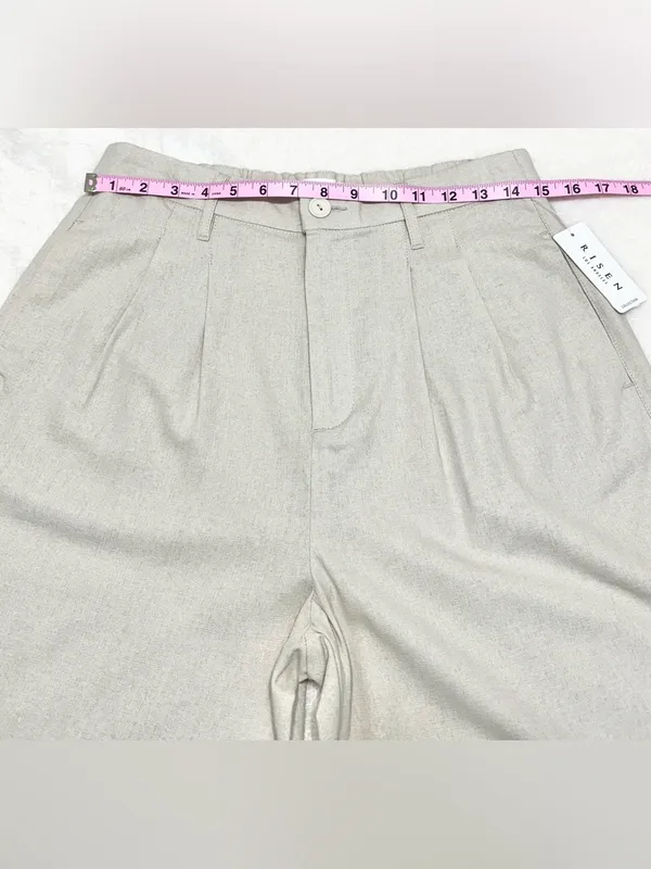 Risen Jeans Linen Blend Wide-Leg Pleated Trouser Pants Size Medium - Image 7