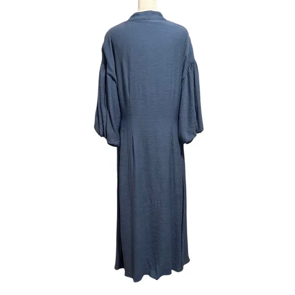 Mare Mare x Anthropologie Size L Button Front Maxi Dress Dusty Blue Pockets - Image 3