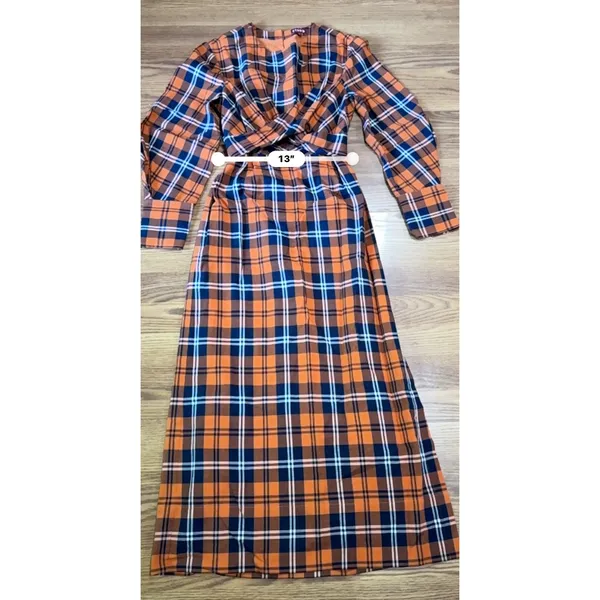 STAUD Crosshill Gingham Midi Dress Open Back Summer Dress Size Small - Image 3