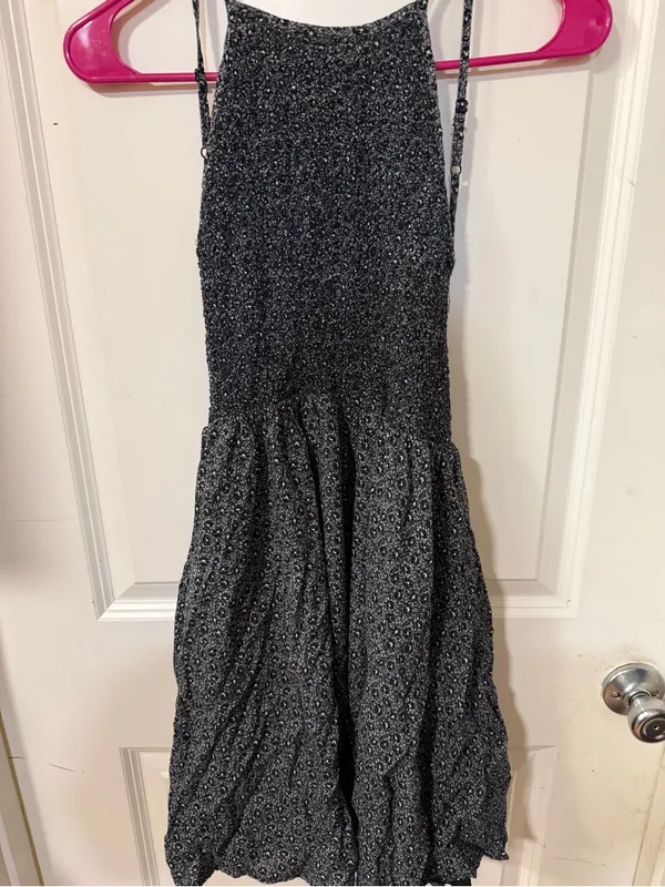 Kimchi Blue Black & White Textured Backless Smocked Maxi Dress - Image 3