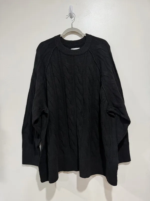 Aerie Black Cable Knit Oversized Sweater Size XXL NWT - Image 2
