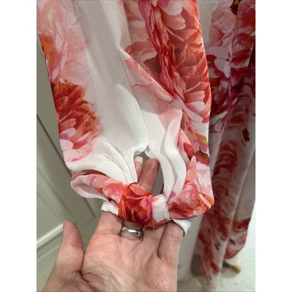 Oscar De La Renta Pink Label Floral Satin Robe Dressing Gown M Belted Romantic - Image 4