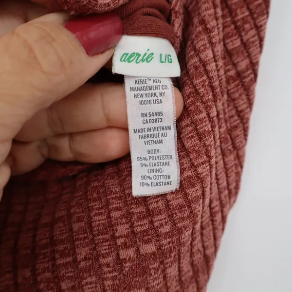 Aerie Crop Top Womens L Ribbed Bralette Terracotta Adjustable Straps Excellent - Image 2