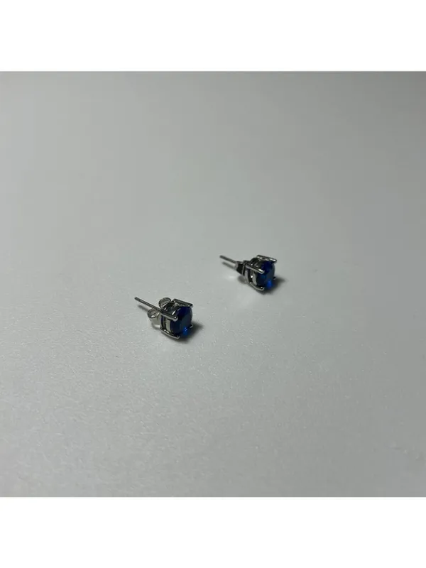 Blue Gemstone Stud Earrings retro vintage unmarked cobalt blue regency costume - Image 8