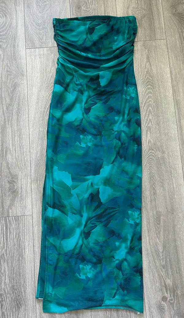 Mesh Strapless Maxi Dress Slit Side Bodycon Long Dress Size Small - Image 8