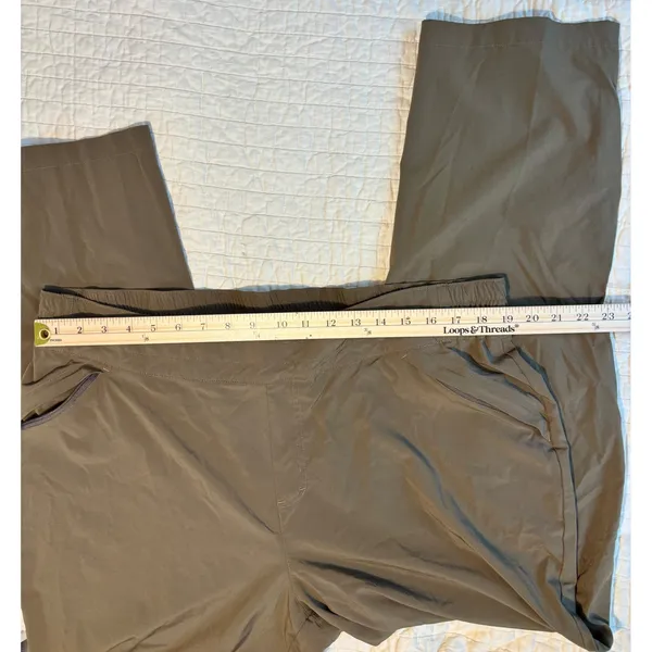 Nautile Olive Brown Athletic Pull On Zipper Ankle Pants Plus Size 1X - Image 3