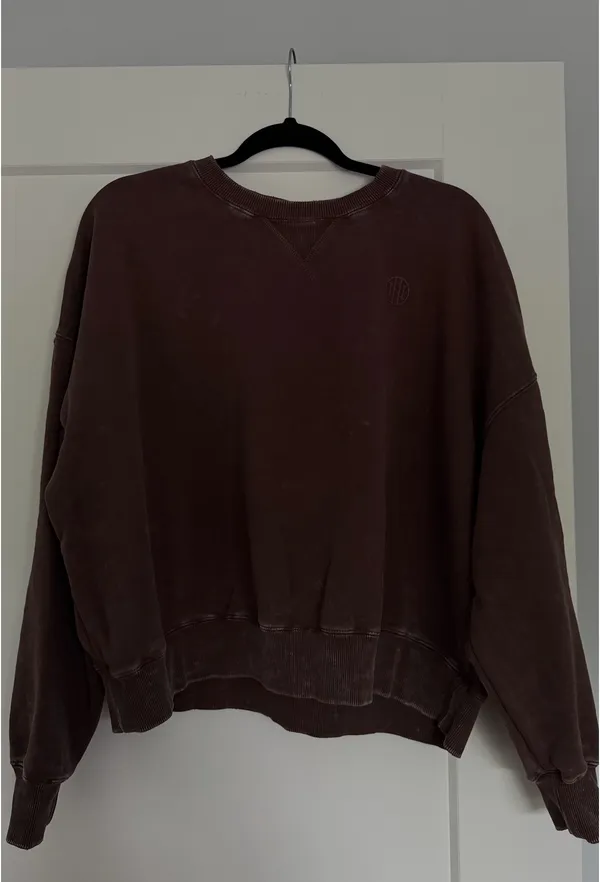 Washed Brown Relaxed Boxy Crewneck - Image 3