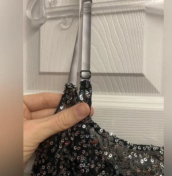 Free People Intimately Sheer Sequin Tank Top W/ Adjustable Straps Size Large - Image 4