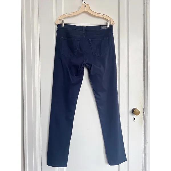 AG Adriano Goldschmied • The Stilt Cigarette Leg Jean sateen navy blue slim skinny pants - Image 9