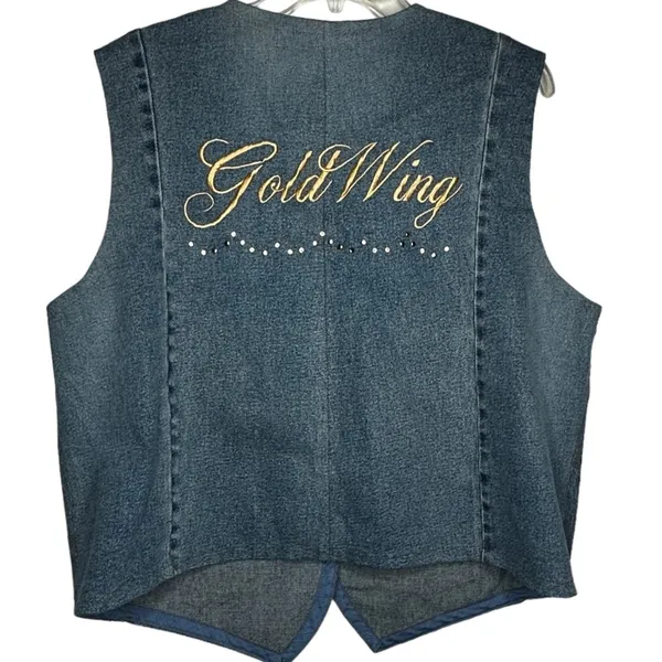 Gold‎ Wing Denim Vest Blue Size L - Image 2