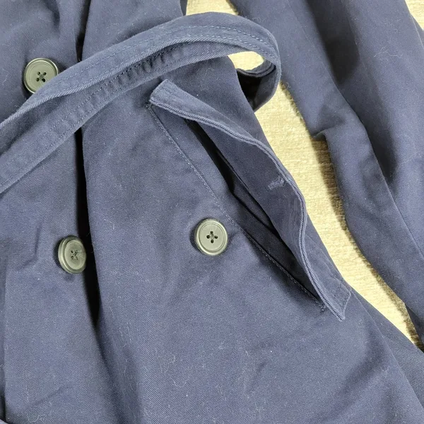 Gap Belted Trench Jacket Womens XXL Navy Blue Cotton Lined Double Breasted - Image 9