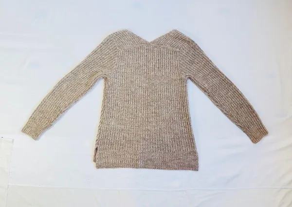 Abercrombie V-Neck Knitted Sweater in Rib - Pink/Grey Marl - M - Image 9