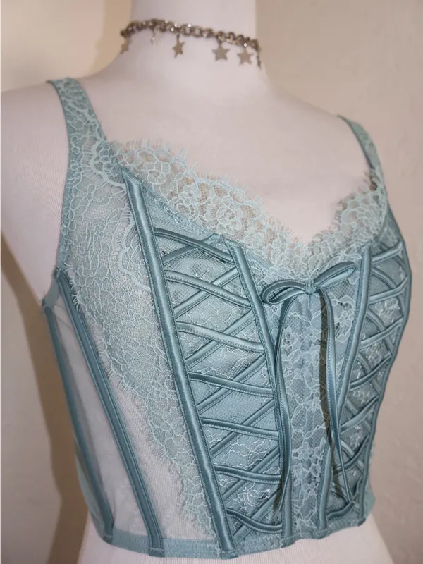 Victoria's Secret NWT Dream Angels Unlined Lace-Up Corset Top M - Image 2