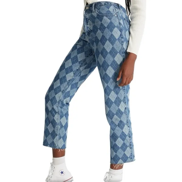 PacSun Eco Diamond Print High Waisted Straight Leg Jeans - Image 2