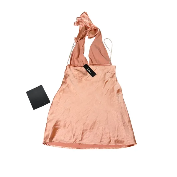 NWT Lulus Size Small Zimri Light Pink Satin Halter Mini Dress Formal Glam - Image 5