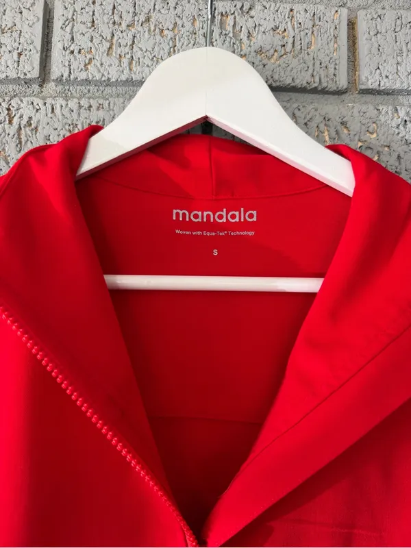 Mandala Modern Scrub Jacket Bright Red Women’s Size Small - Image 2