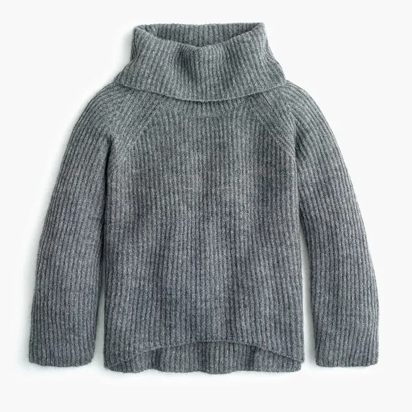 Point Sur • J Crew Mohair Ribbed Turtleneck Sweater cowl heather grey wool knit - Image 3