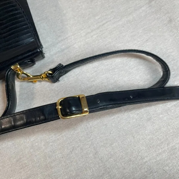 Vintage 90s Black Vegan Leather Crossbody Purse - Image 9