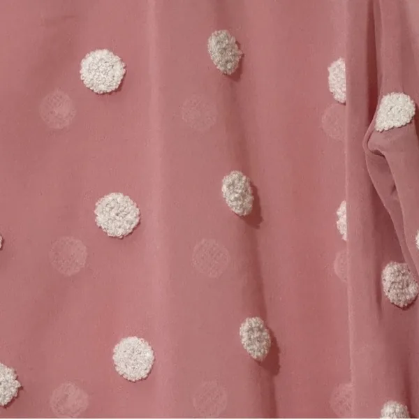 Elegant Sheer Blouse with White Polka‎ Dots Pink Size L - Image 3