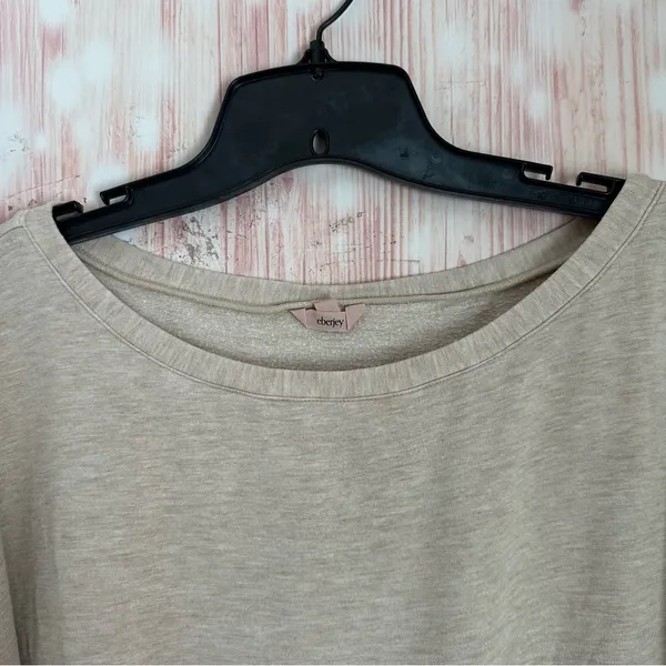 Eberjey Softest Sweats The Short Sleeve Sweatshirt Oatmeal Heather Size M - Image 5