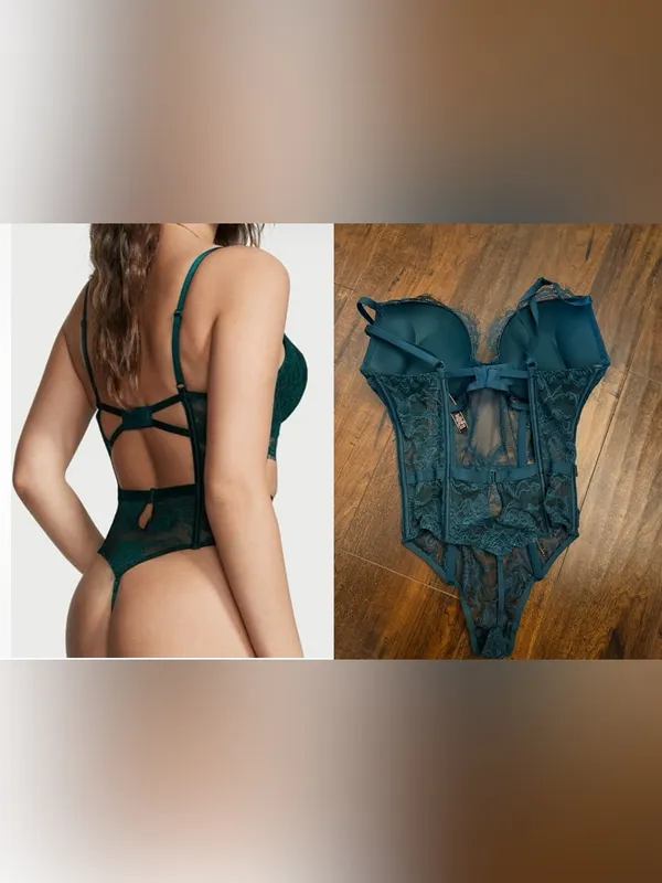 Victoria's Secret Very Sexy. Bombshell Add 2 Cups Lace Body Dark Green Small - Image 3