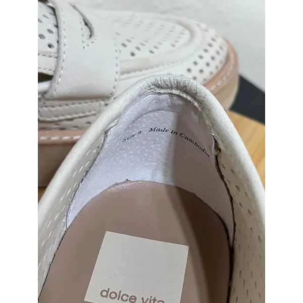 Dolce Vita Loafers 9 Malila Ivory Perforated Leather Lug Sole Penny Shoes - Image 10