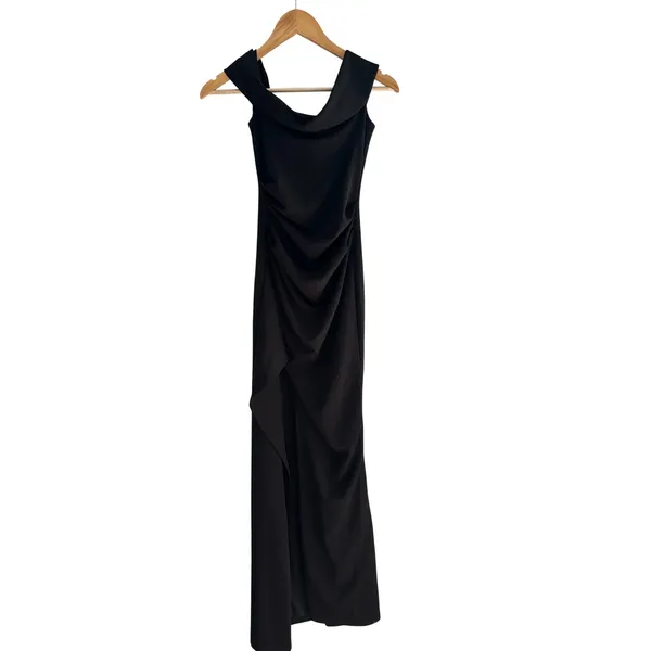 Babyboo Joyce Maxi Dress Black Off Shoulder Ruched Formal Gown XS NWT - Image 3