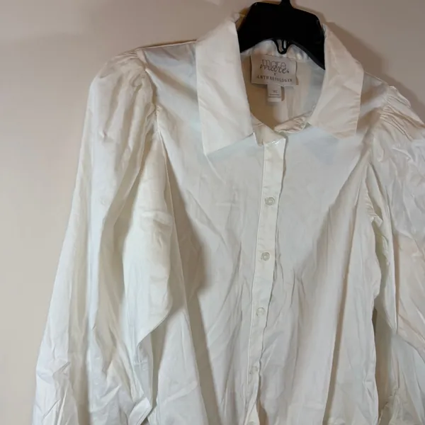 Mare Mare x Anthropologie White Button Down Blouse Bodysuit Womens XS Minimalist - Image 2